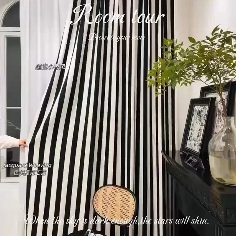 Home Fragrance French - Vertical Striped Black and White Chenille