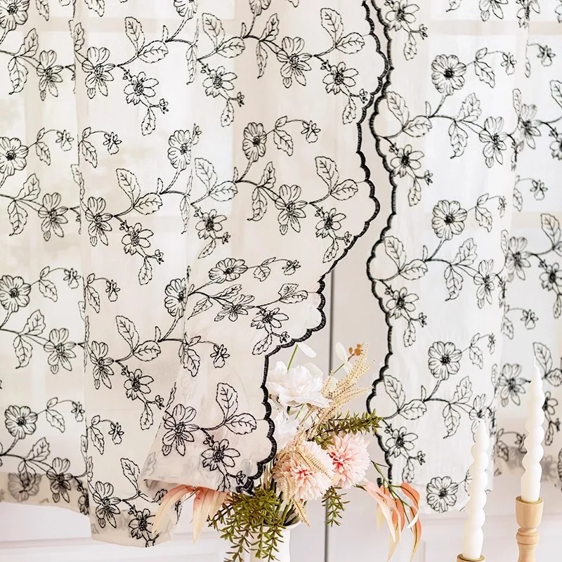 Home Fragrance French - French Retro Lace Gauze Curtain American